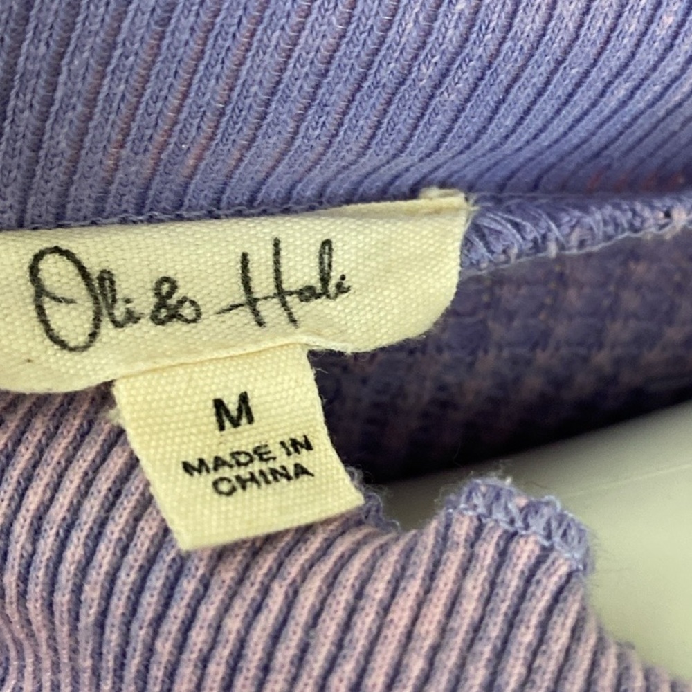 Periwinkle Washed Mixed Fabrics/Long Sleeve Pullover Top /thumbholes/ tunic NWT - Picture 12 of 15
